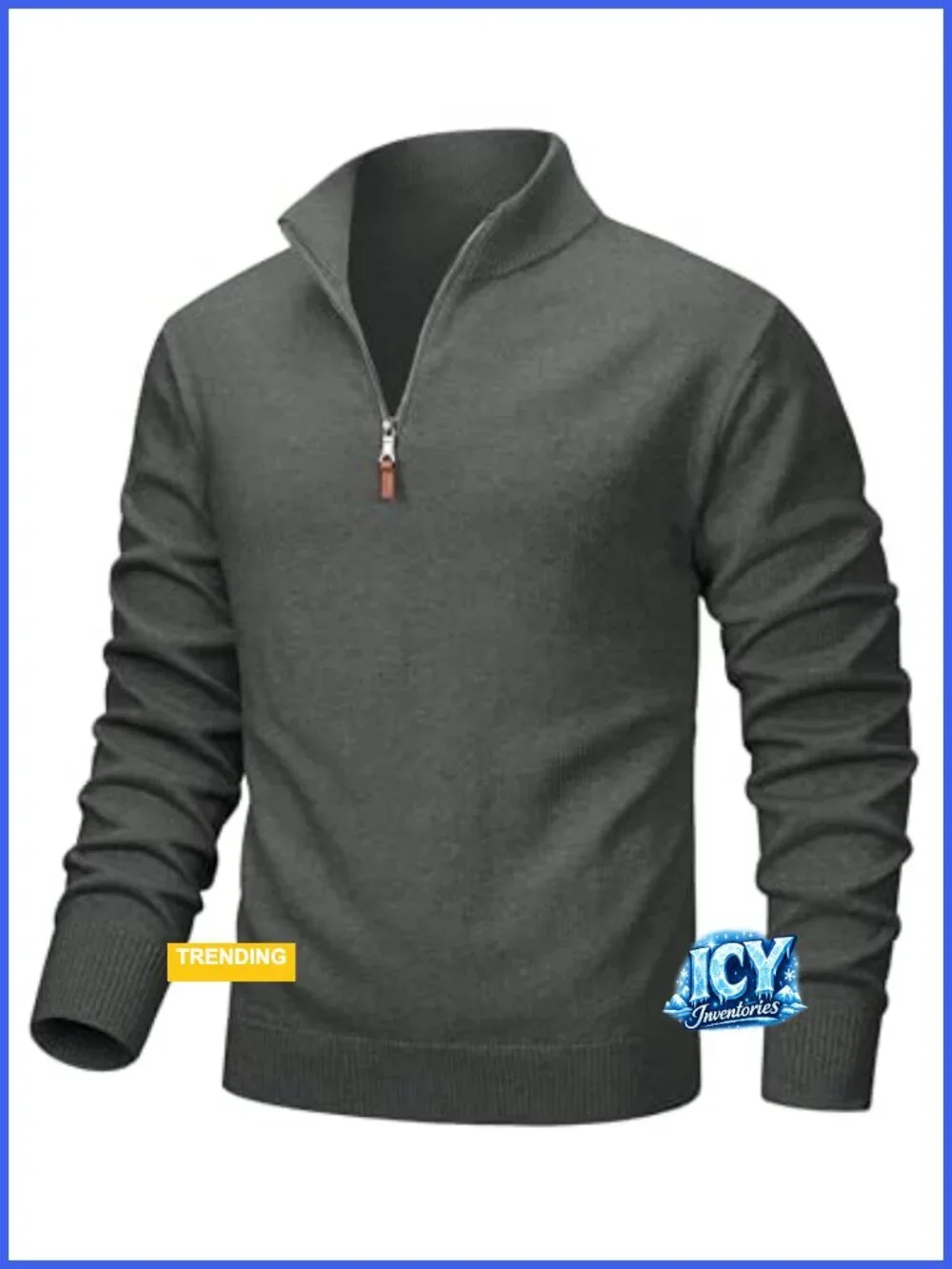 Quarter Zip Pullover Mock Neck Sweater Long Sleeve Warm Fall Winter Lightweight